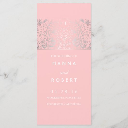 Campagne Fleurs d'argent Programmes de mariage ros (Devant)