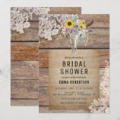 Campagne Floral Vache Crâne nuptiale invitation à  (Devant / Derrière)