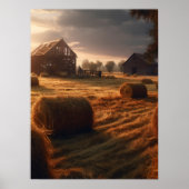 Campagne Hay Bail Ag ferme Poster du thème (Devant)