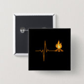 Campagne met kampvuur vierkante button 5,1 cm (Voorkant /achterkant)