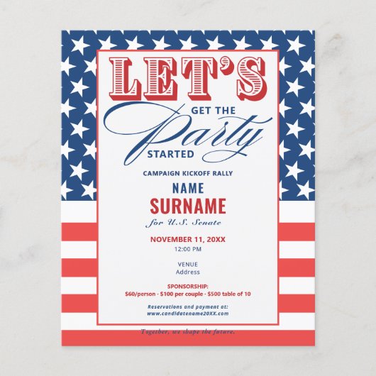 Campagne om fondsen te werven voor politieke doele flyer (Voorkant)