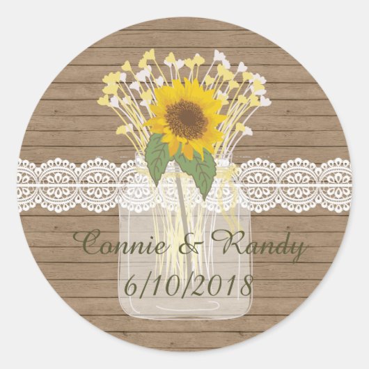 Campagne Russe Mason Jar Stickers Tournesol (Devant)
