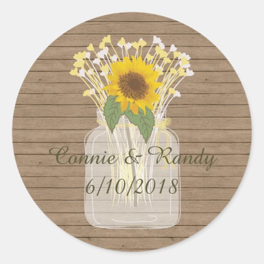 Campagne Russe Mason Jar Stickers Tournesol (Devant)