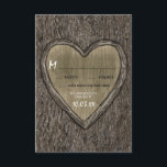Campagne Rustic Oak Tree Bark Mariage RSVP Cartes<br><div class="desc">Country Rustic Oak Tree Bark Wedding Cartes RSVP - présente un coeur sculpté gravé sur écorce de chêne imprimé. L'arrière est également orné d'un arrière - plan d'écorce d'arbre.</div>