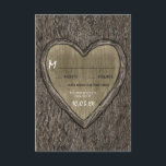 Campagne Rustic Oak Tree Bark Mariage RSVP Cartes<br><div class="desc">Country Rustic Oak Tree Bark Wedding Cartes RSVP - présente un coeur sculpté gravé sur écorce de chêne imprimé. L'arrière est également orné d'un arrière - plan d'écorce d'arbre.</div>