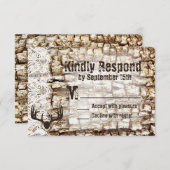 Campagne rustique Chasse Camo Antlers Mariage RSVP (Devant / Derrière)