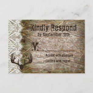 Campagne rustique Chasse Camo Antlers Mariage RSVP