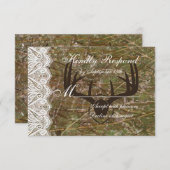 Campagne rustique Chasse Camo Antlers Mariage RSVP (Devant / Derrière)