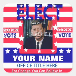 Campagne-Sjabloon | Sterren Stripes Vierkante Sticker