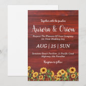 campagne tournesol et burgundy invitations de mari (Devant / Derrière)