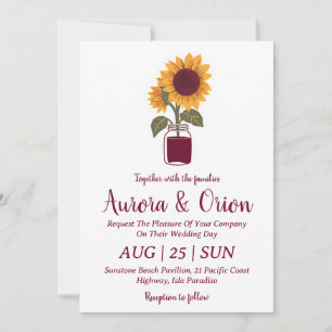 campagne tournesol et burgundy invitations de mari