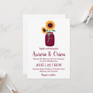 campagne tournesol et burgundy invitations de mari