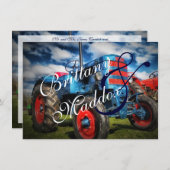 Campagne Tracteur Blue Wedding Invitations (Devant / Derrière)
