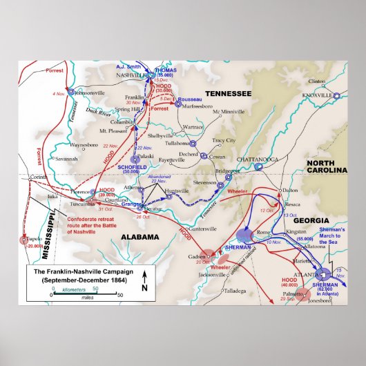 Campagne van de Amerikaanse burgeroorlog Franklin  Poster (Voorkant)