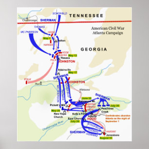Campagne van de Amerikaanse burgeroorlog in Atlant Poster