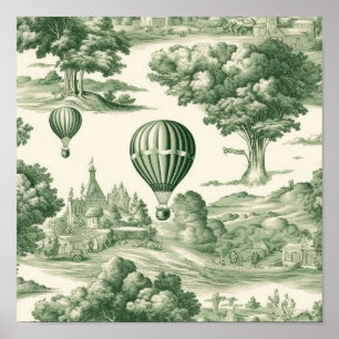 Campagne verte affiche de ballon à air chaud Toile