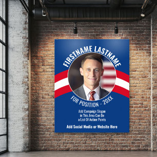 Campagnefoto met gebogen type - Rood Wit Blauw Poster