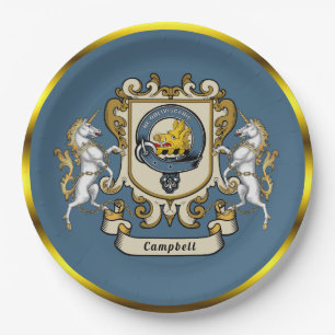 Campbell Clan Badge Blue gepersonaliseerd papier B Papieren Bordje