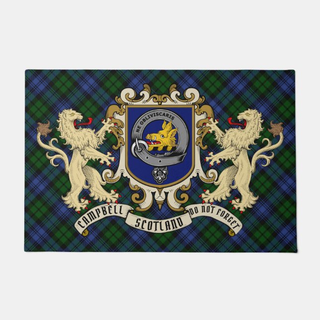 Campbell Clan Badge & Tartan Deurmat (Voorkant)