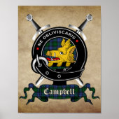 Campbell Clan Badge & Tartan Poster 8.5x11 (Devant)