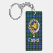 Campbell Clan Badge/Tartan Rectangle Sleutelhanger (Voorkant Links)
