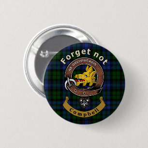 Campbell Clan Badge & Tartan Ronde Button 5,7 Cm
