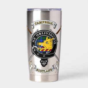 Campbell Clan Badge Tartan & Swords Geïsoleerde Drinkbeker