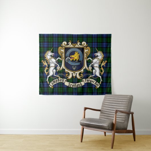 Campbell Clan Badge & Tartan Wandkleed (In Situ (horizontaal))
