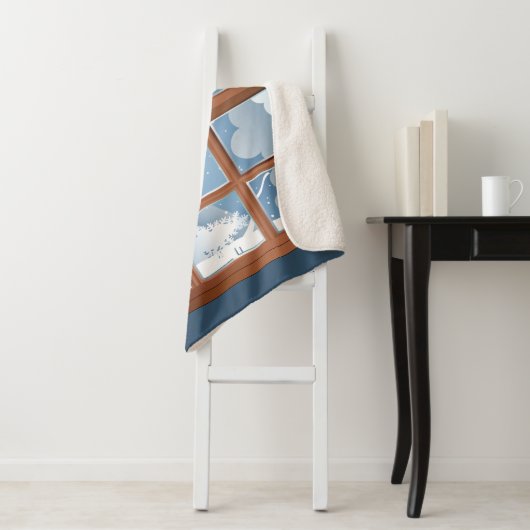 Campbell Clan Badge Winter Scene Large Sherpa Deken (In situ)