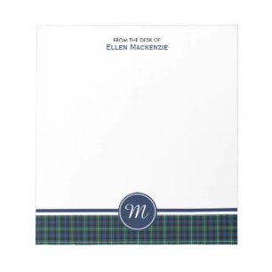 Campbell Clan Navy Blue Scottish Tartan Monogram Notitieblok