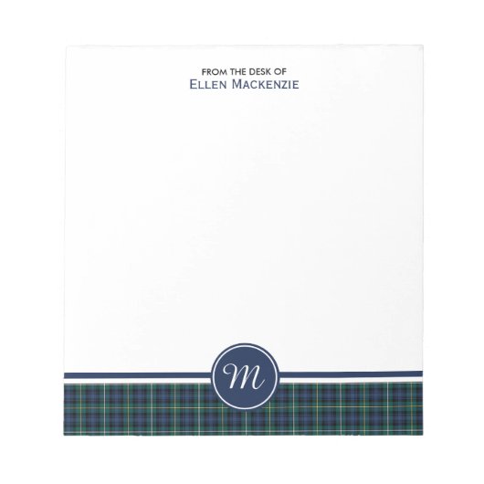 Campbell Clan Navy Blue Scottish Tartan Monogram Notitieblok (Voorkant)