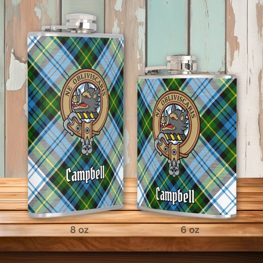 Campbell Crest over Jurk Tartan Heupfles