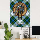 Campbell Crest over Jurk Tartan Poster (Thuiskantoor)