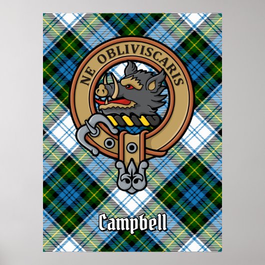 Campbell Crest over Jurk Tartan Poster (Voorkant)