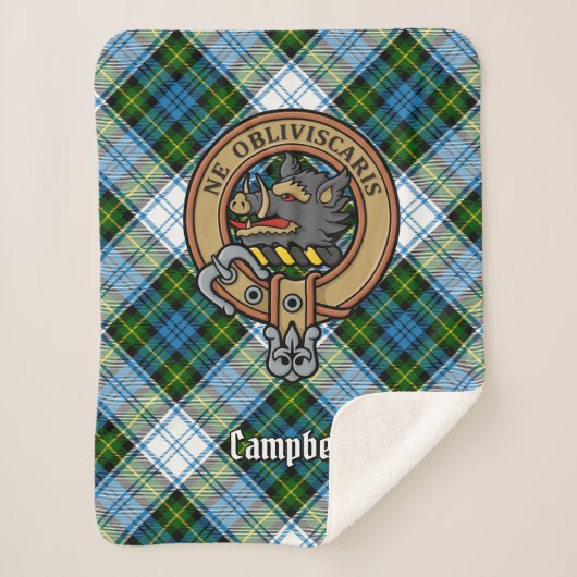 Campbell Crest over Jurk Tartan Sherpa Deken (Voorkant)