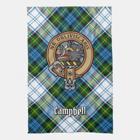 Campbell Crest over Jurk Tartan Theedoek (Verticaal)
