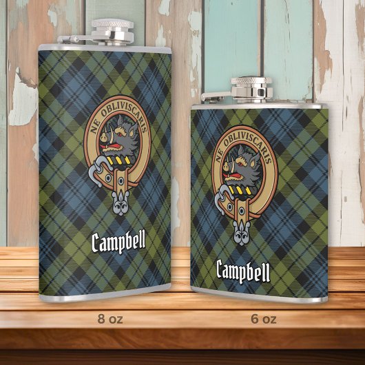 Campbell Crest over Tartan Heupfles