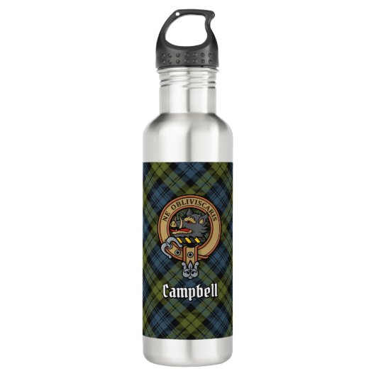 Campbell Crest over Tartan Waterfles (Voorkant)