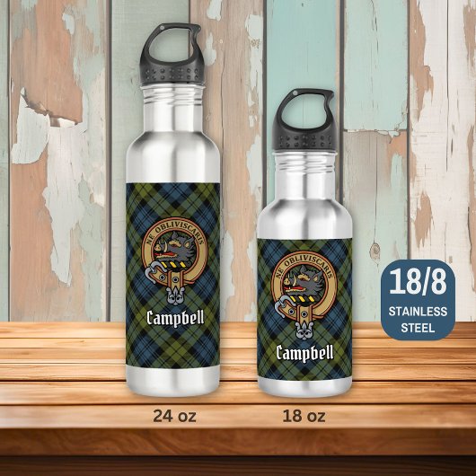 Campbell Crest over Tartan Waterfles