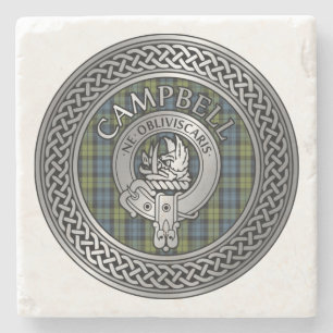 Campbell Crest & Tartan Knot Stone Onderzetter