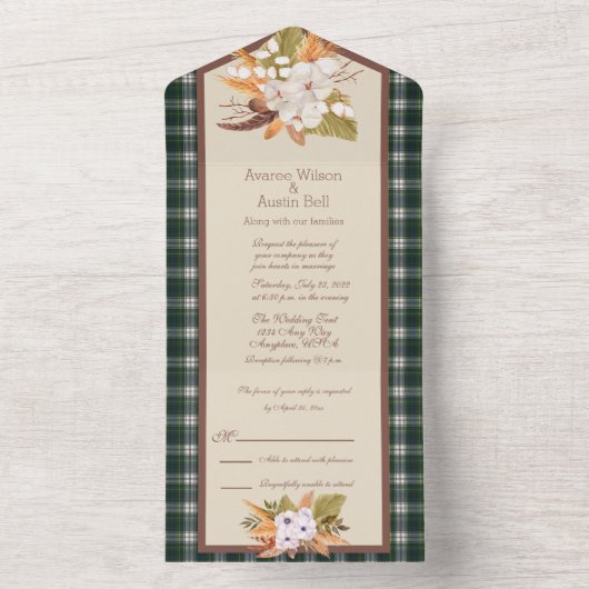 Campbell Dress Modern Scottish Tartan All In One Uitnodiging (Binnen)