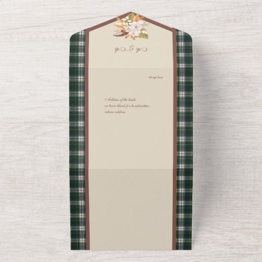 Campbell Dress Modern Scottish Tartan All In One Uitnodiging (Buitenkant)