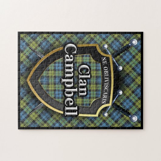 Campbell Family Scottish Tartan Swords and Shield Legpuzzel (Horizontaal)