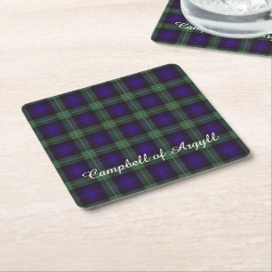 Campbell of Argyll clan Pset Scottish tartan Vierkante Kartonnen Onderzetter