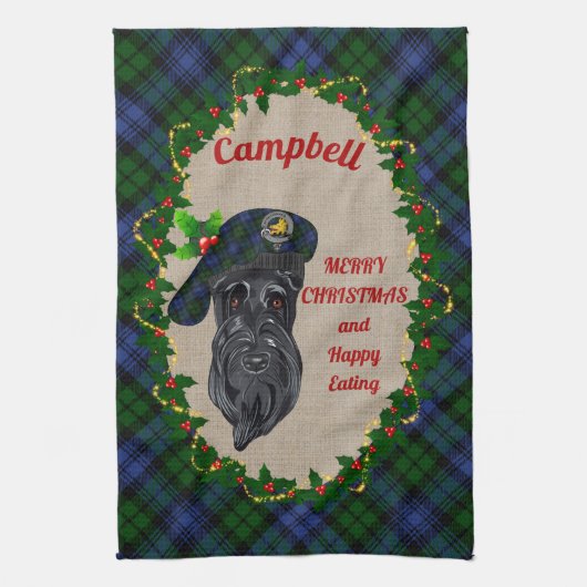 Campbell Scottie Dog kerstkeukenhanddoek Theedoek (Verticaal)