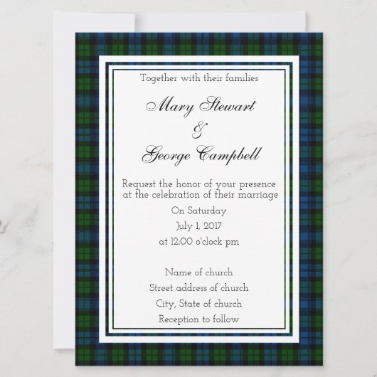 Campbell Scottish Faire-part de mariage (Devant)