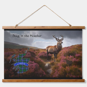 Campbell Stag in de Heather Gepersonaliseerde opkn Hangend Wandkleed