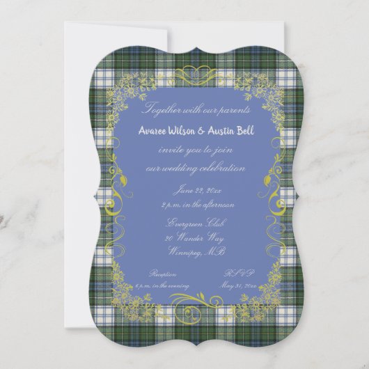 Campbell Tartan avec Gold Frame Invitation (Devant)