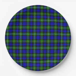 Campbell tartan blauw groen geruit papieren bordje