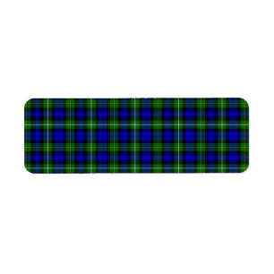 Campbell tartan blue green plaid etiket